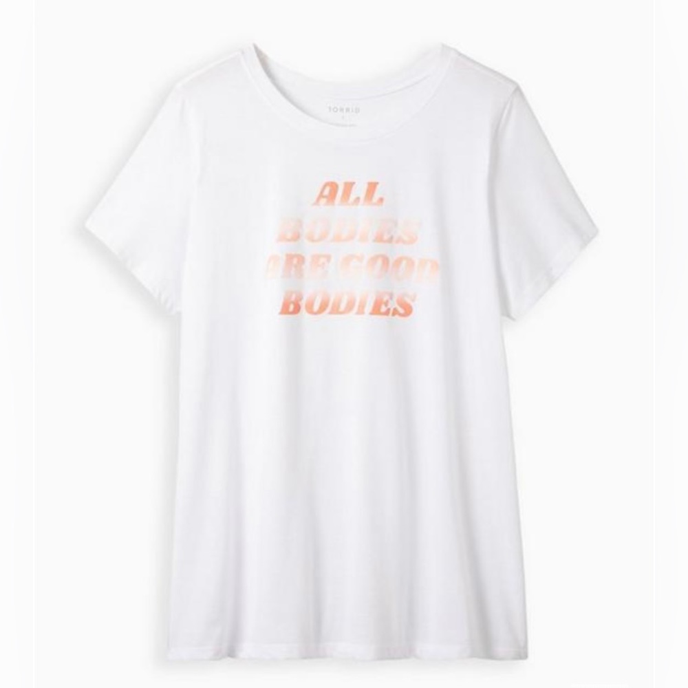 Torrid NWT Plus Size White My Body Everday Short sleeve Tee